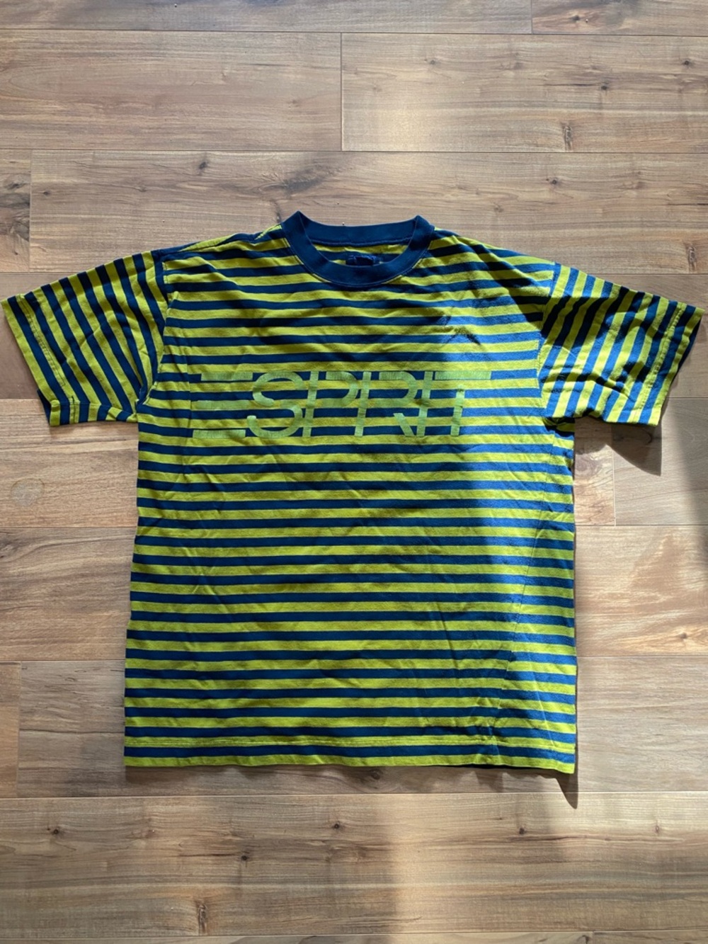 Esprit Lime Green & Navy Striped Logo Tee